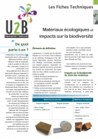 Visuel 1ère page fiche U2B "Matériaux écologiques et impacts sur la biodiversité"